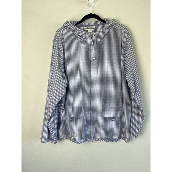 Jessie Sport Vintage Lavender Purple Checkered Full Zip Hoodie Jacket Size 20W - Picture 1 of 11